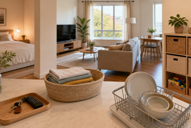 Casa ordenada con hábitos diarios de limpieza y organización