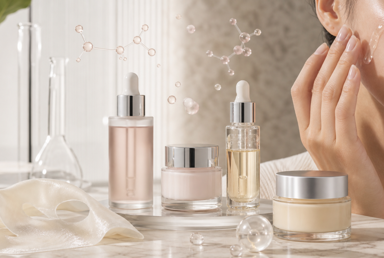 Sérums y cremas de skincare inspirados en PDRN, exosomas y péptidos