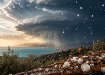 Granizo de gran tamaño bajo una tormenta mediterránea intensificada por el calor extremo