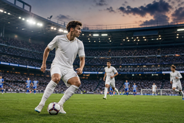 Mediocampista del Real Madrid controla el balón durante un partido de LaLiga